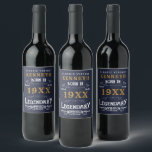 40th Birthday Vintage Blue Gold Add Name Year Wine Label<br><div class="desc">For those celebrating their 40th birthday we have the ideal birthday party wine label with a vintage feel. The blue background with a white and gold vintage typography design is simple and yet elegant with a retro feel. Easily customise the text of this birthday gift using the template provided. See...</div>