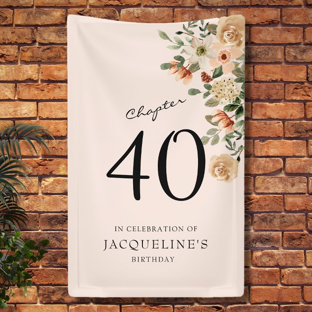 40th Birthday Vintage Floral Banner (Our elegant 40th Birthday vintage floral banner from Zazzle can transform your party's atmosphere)