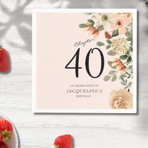 40th Birthday Vintage Floral Napkin