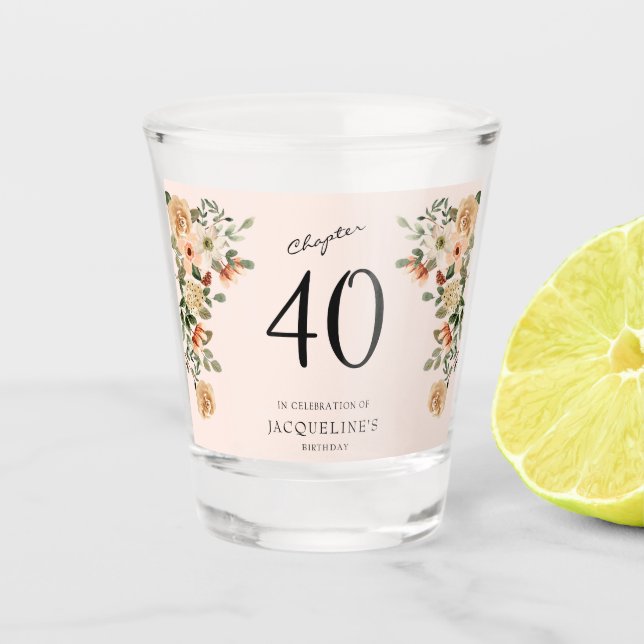 40th Birthday Vintage Floral Shot Glass (Front)