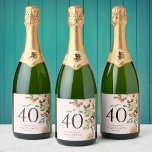 40th Birthday Vintage Floral Sparkling Wine Label<br><div class="desc">Transform any sparkling wine bottle into a memorable keepsake for a 40th birthday celebration with our charming Vintage Floral Wine Labels. Discover how these customisable Zazzle designs elevate your party décor and make the perfect gift for the wine enthusiast turning 40!</div>