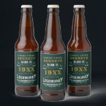 40th Birthday Vintage Green Gold Add Name Year Beer Bottle Label<br><div class="desc">For those celebrating their 40th birthday we have the ideal birthday party beer label with a vintage feel. The green background with a white and gold vintage typography design is simple and yet elegant with a retro feel. Easily customise the text of this birthday gift using the template provided. See...</div>