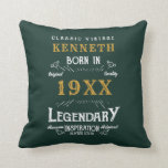 40th Birthday Vintage Green Gold Add Name Year Cushion<br><div class="desc">For those celebrating their 40th birthday we have the ideal birthday throw pillow with a vintage feel. The green background with a white and gold vintage typography design is simple and yet elegant with a retro feel. Easily customise the text of this birthday gift using the template provided. See in...</div>