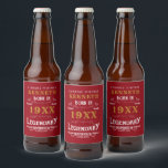 40th Birthday Vintage Red Gold Add Name Year Beer Bottle Label<br><div class="desc">For those celebrating their 40th birthday we have the ideal birthday party beer label with a vintage feel. The red background with a white and gold vintage typography design is simple and yet elegant with a retro feel. Easily customise the text of this birthday gift using the template provided. See...</div>