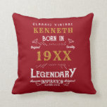 40th Birthday Vintage Red Gold Add Name Year Cushion<br><div class="desc">For those celebrating their 40th birthday we have the ideal birthday throw pillow with a vintage feel. The red background with a white and gold vintage typography design is simple and yet elegant with a retro feel. Easily customise the text of this birthday gift using the template provided. See in...</div>