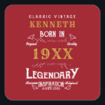 40th Birthday Vintage Red Gold Add Name Year Square Sticker<br><div class="desc">For those celebrating their 40th birthday we have the ideal birthday sticker with a vintage feel. The red background with a white and gold vintage typography design is simple and yet elegant with a retro feel. Easily customise the text of this birthday gift using the template provided. See in store...</div>