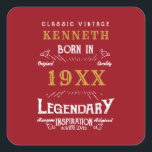 40th Birthday Vintage Red Gold Add Name Year Square Sticker<br><div class="desc">For those celebrating their 40th birthday we have the ideal birthday sticker with a vintage feel. The red background with a white and gold vintage typography design is simple and yet elegant with a retro feel. Easily customise the text of this birthday gift using the template provided. See in store...</div>