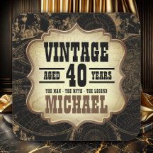 40th Birthday Vintage Theme Birthday Party Napkins