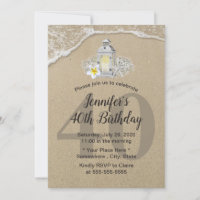 40th Birthday Vintage White Lantern Rustic Beach