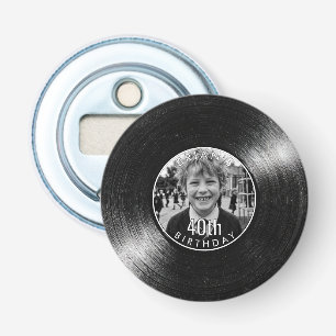 40th Birthday Vinyl Look Black Bottle Opener