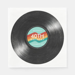 40th Birthday Vinyl Record Retro Paper Napkin