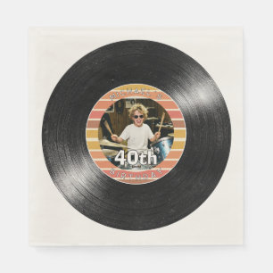 40th Birthday Vinyl Record Stripes Paper Napkin