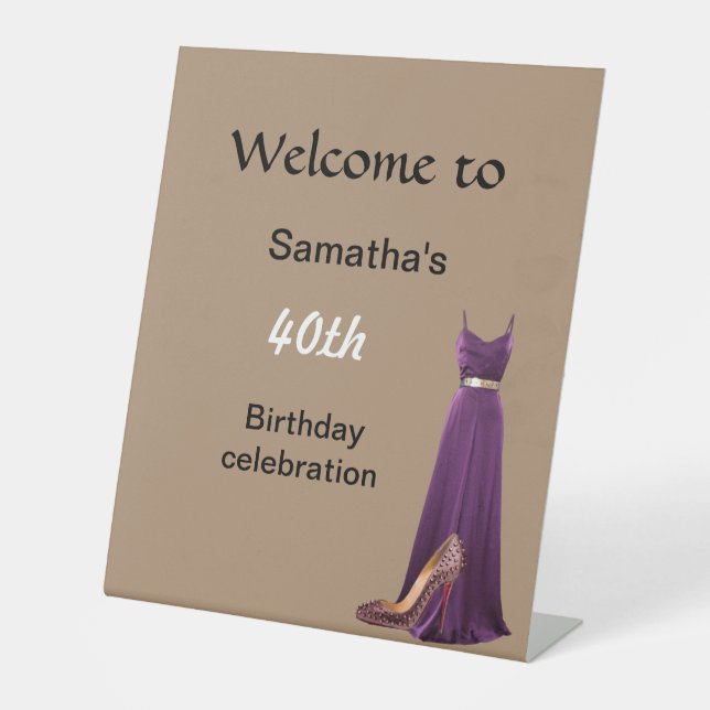 40th birthday welcome Pedestal Sign (Front)