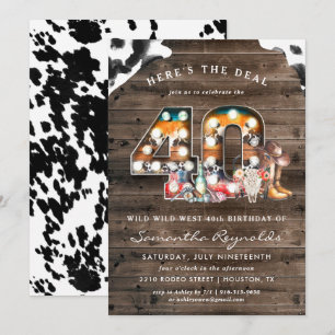 40th Birthday Wild West Cowboy Invitation