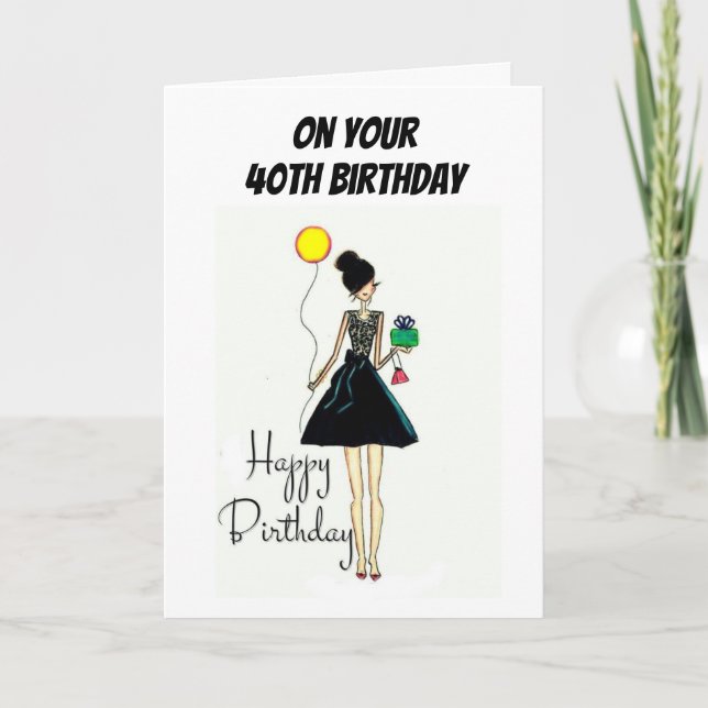 ***40th*** BIRTHDAY WISHES BEAUTIFUL Card (Front)