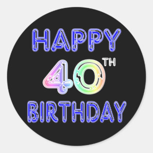 40th Birthday with Ballon Font Classic Round Sticker