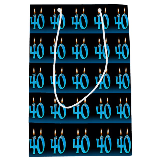 40th birthday with eyeball candles medium gift bag (Front)