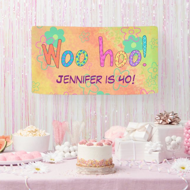 40th Birthday WooHoo Name Personalised Banner (Party)
