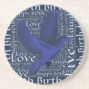 40th Birthday Word Art Graphic Coaster