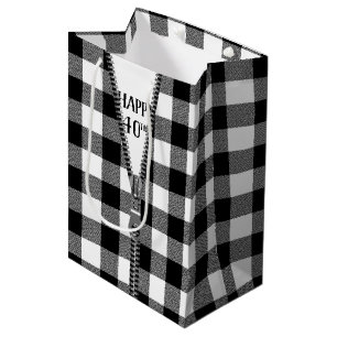 40th Birthday Zipper On Buffalo Plaid Medium Gift Bag