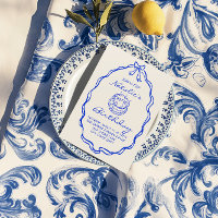 40th Blue Bow Hand Drawn Cake Birthday Party