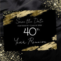 40th Class Reunion Black and Gold Elegant Postcard