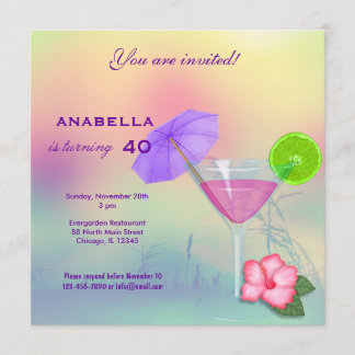 40th Cocktail Birthday Invitation