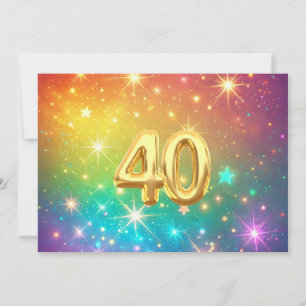 40th Colourful Rainbow star space Holiday Card