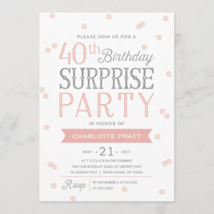 40th Confetti Surprise Party Invitation   Birthday