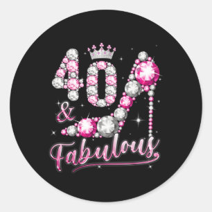 40Th Diamond Crown Shoes 40 Fabulous 40 Classic Round Sticker