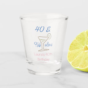 40th & fabulous blue birthday name date martini g shot glass