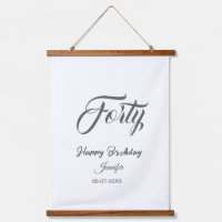 40th forty letterbirthday add name date year gray