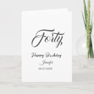 40th forty letterbirthday add name date year gray  holiday card