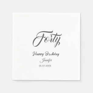 40th forty letterbirthday add name date year gray  napkin