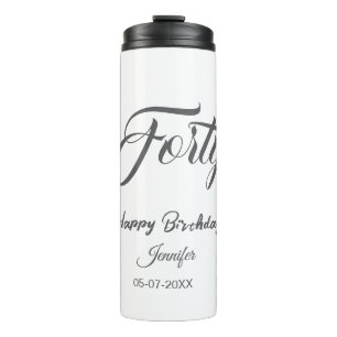 40th forty letterbirthday add name date year gray  thermal tumbler