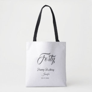40th forty letterbirthday add name date year gray tote bag