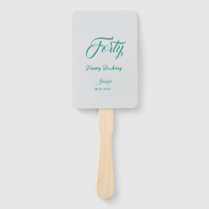 40th forty letterbirthday add name date year grey hand fan