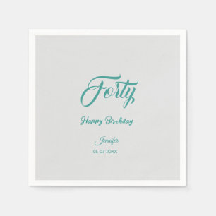 40th forty letterbirthday add name date year grey napkin