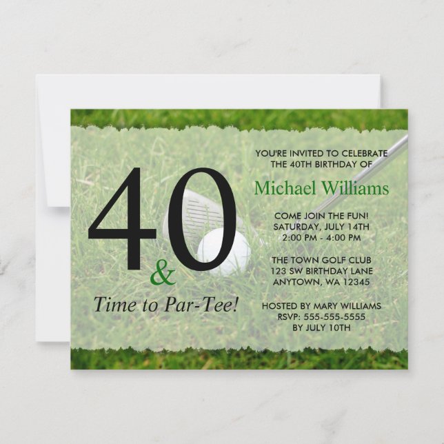40th Golf Birthday Party Invitation (Front)
