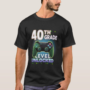 40th Grade Level Unlocked Video Gamer Level Up Bir T-Shirt