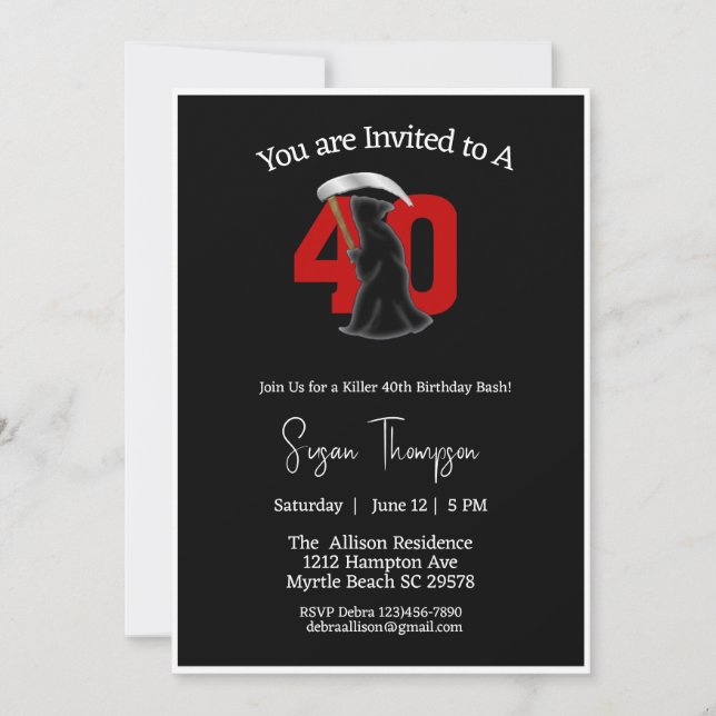 40th Grim Reaper Birthday Invitation (Front)