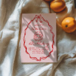 40th Hand Drawn Cake Coquette 40th Frame Birthday Invitation<br><div class="desc">If you looking for a elegant and easily edited unique 40th forty birthday invitation, this one is perfect for you. As you see, it features red hand written script with whimsical name and birthday wording on retro pink background. With colourful red hand drawn a cake inside it the 40th. And...</div>