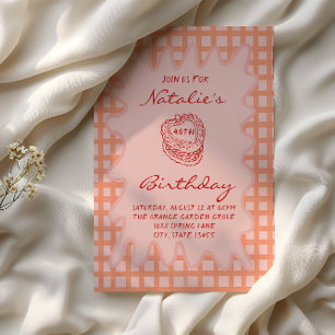40th Hand Drawn Coquette Wavy Frame Birthday Invitation