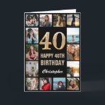 40th Happy Birthday Black and Gold Photo Collage Card<br><div class="desc">40th Happy Birthday Black and Gold Photo Collage Birthday Card. For further customisation,  please click the "Customise it" button and use our design tool to modify this template.</div>