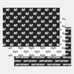 40th Happy Birthday Custom Name Wrapping Paper