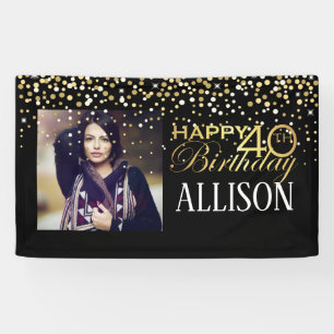 40th Happy Birthday design with golden confetti Banner