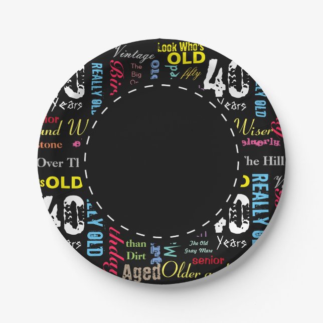 40th Happy BIrthday in a Graffiti Style Paper Plate (Front)