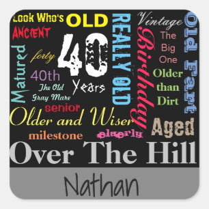 40th Happy Birthday in a Graffiti Style Square Sticker