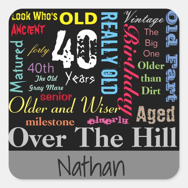 40th Happy Birthday in a Graffiti Style Square Sticker (Front)