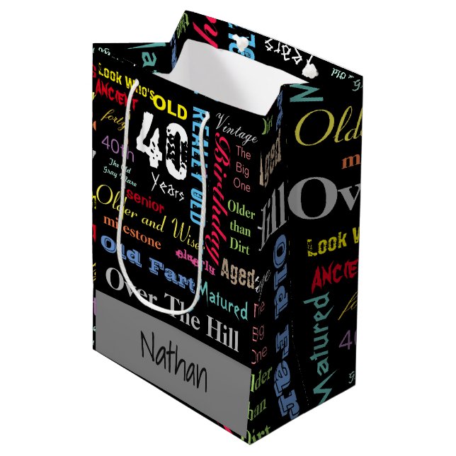 40th Happy Birthday | Milestone Medium Gift Bag (Front Angled)